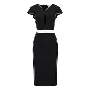 Formal Knee Length Work Cap Sleeve Sheath Dress Black